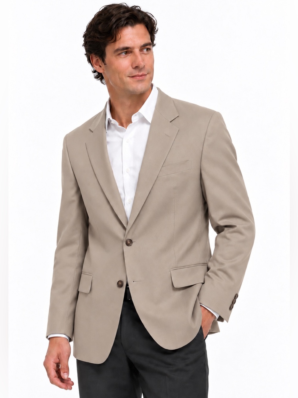 Norm Thompson Men’s 42L Khaki Tan Blazer Two Button Classic Sport Coat